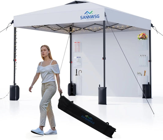 12X12 Pop Up Canopy Tent, Removable Pockets Sidewall For Extra Storage, Easy Up Canopy, Heavy Duty One Person Set Up Event Tent, Grey