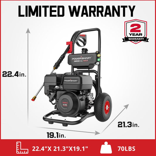 PowerSmart 3200PSI Gas Pressure Washer With 5 Nozzles And Soap Tank