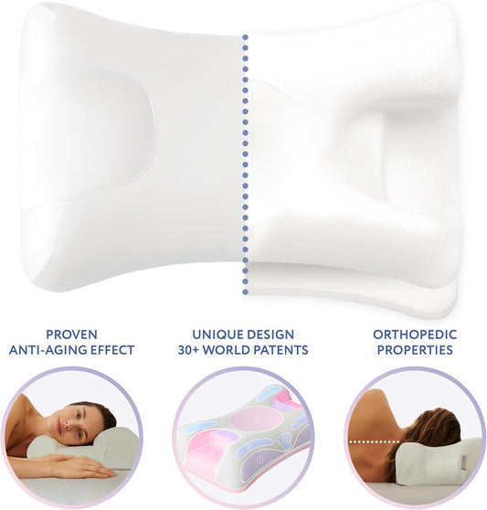 Sleep And Glow Omnia Anti-Aging Beauty Pillow, Adjustable Memory Foam