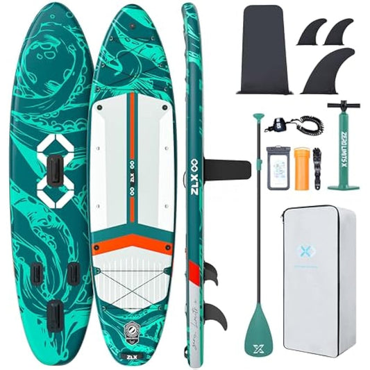 Zlx 11'6 In. Extra Wide Inflatable Stand Up Paddle Board Sup, Stable Non-Slip Deck Pad