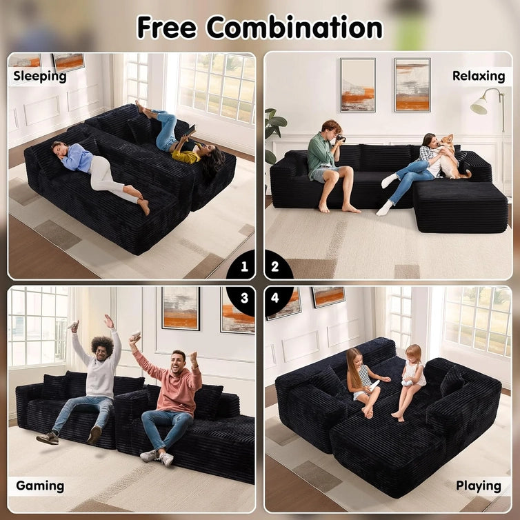 Ovios 104 In. Cloud Sectional Couch With L-Shape Chaise, Modern Modular Sofa With Deep Seat, Upholstered Couches For Living Room Bedroom