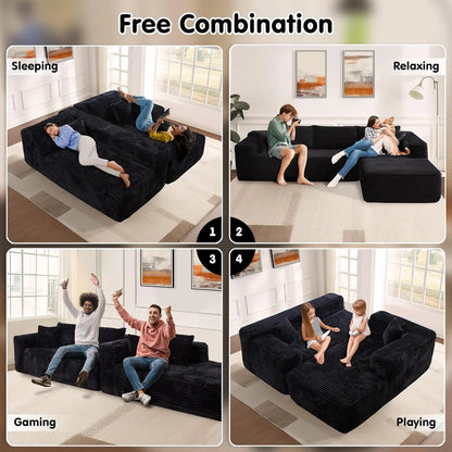 Ovios 104 In. Cloud Sectional Couch With L-Shape Chaise, Modern Modular Sofa With Deep Seat, Upholstered Couches For Living Room Bedroom
