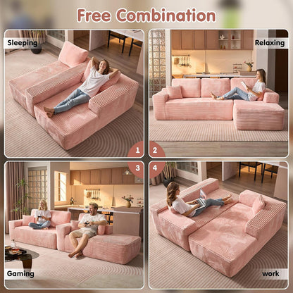 Ovios 104 In. Cloud Sectional Couch With L-Shape Chaise, Modern Modular Sofa With Deep Seat, Upholstered Couches For Living Room Bedroom
