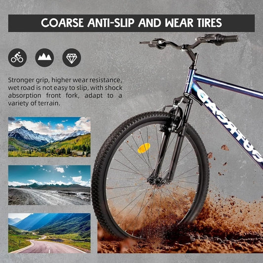 Outroad 26 In. Mountain Bike, 21-Speed/High-Carbon Steel/Aviation Grade Frame, Dual Disc/V Brake