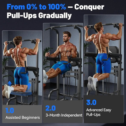 Sportsroyals Power Tower Pulp Up Bar Station, 450 Lbs Stable Suspended Immersion Tilt Station
