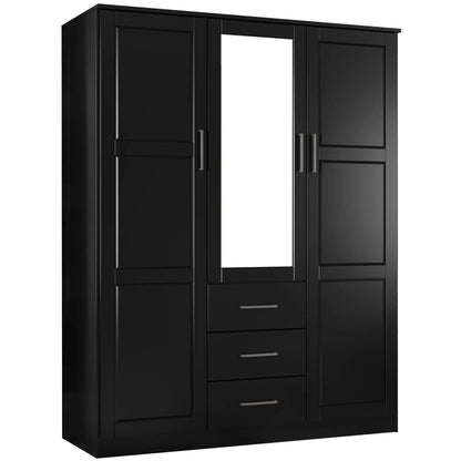 Palace Imports 100% Solid Wood Cosmo 3-Door Wardrobe Armoire With Solid Wood Or Mirrored Doors