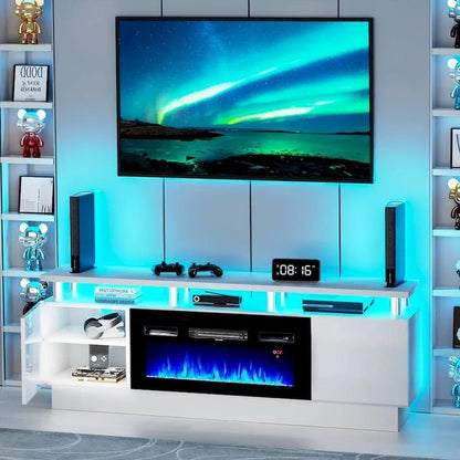 70 TV Stand With 36 Fireplace And Adjustable Shelves