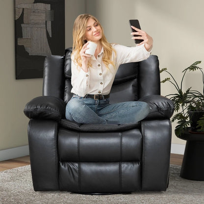 Wide Seat Durable Leather Massage And Heat Recliner