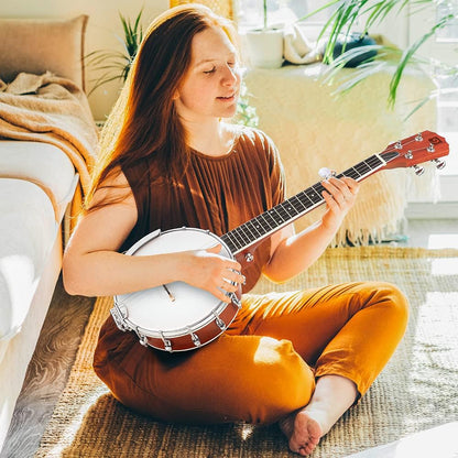 String Banjo 26 In. Mini Travel Banjo Banjo Beginner Kit With Remo Head Open Back And Closed Solid Back With Beginner Kit Comfortable Carrying Bag