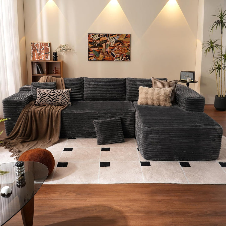 Ovios 104 In. Cloud Sectional Couch With L-Shape Chaise, Modern Modular Sofa With Deep Seat, Upholstered Couches For Living Room Bedroom