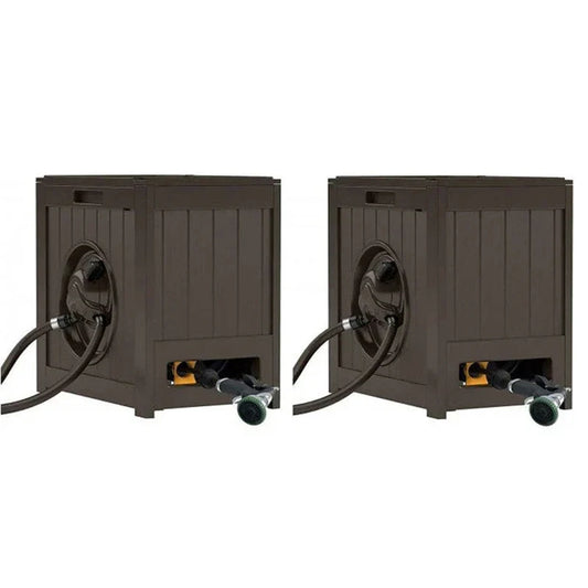 125 Ft. Aquawinder Auto Rewind Water Powered Yard Hose Reel, Java, 2 Pack