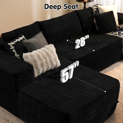 Ovios 104 In. Cloud Sectional Couch With L-Shape Chaise, Modern Modular Sofa With Deep Seat, Upholstered Couches For Living Room Bedroom