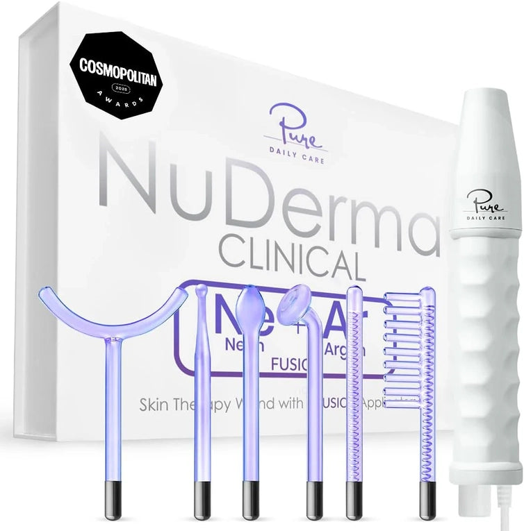 Pure Daily Care NuDerma Clinical Portable Skin Therapy Wand, Machine With 6 Fusion Neon