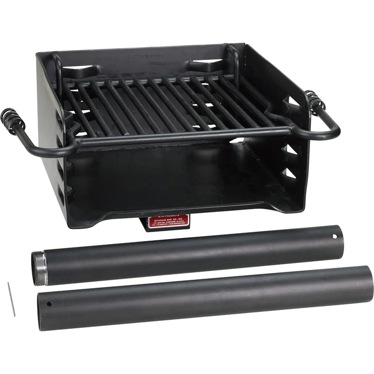 Pilot Rock Park Style Steel Outdoor Bbq Charcoal Grill And Post, Black