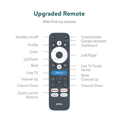 Onn. 4K Pro Streaming Device With Google TV, 4K UHD, Dolby Vision And Atmos, Hands Free Voice Control, Wi-Fi 6, Smart Hub