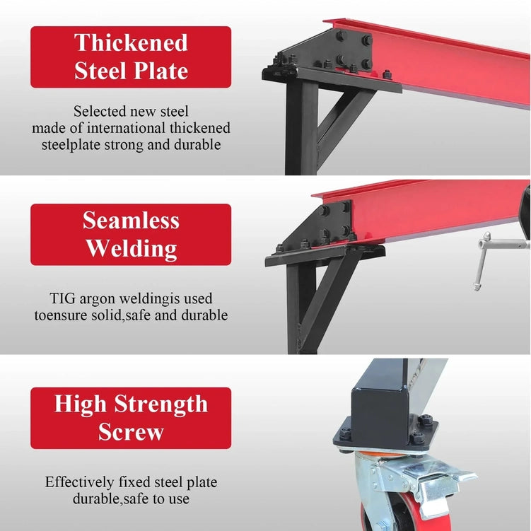 1-ton Gantry Crane, Adjustable, 2200 Lbs Lifting Capacity, Height Adjustable 96.5 In.-143.7 In, Portable Hoist For Factory, Construction Site