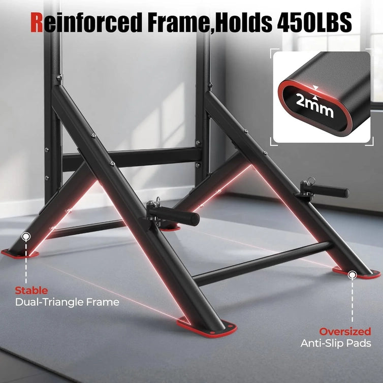Sportsroyals Power Tower Pulp Up Bar Station, 450 Lbs Stable Suspended Immersion Tilt Station