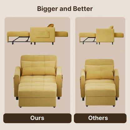 Sofa Bed Chair 3-in-1 Convertible Pullout Single Sleeper Chair Bed Spacious Multifunctional Sofa