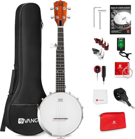 String Banjo 26 In. Mini Travel Banjo Banjo Beginner Kit With Remo Head Open Back And Closed Solid Back With Beginner Kit Comfortable Carrying Bag