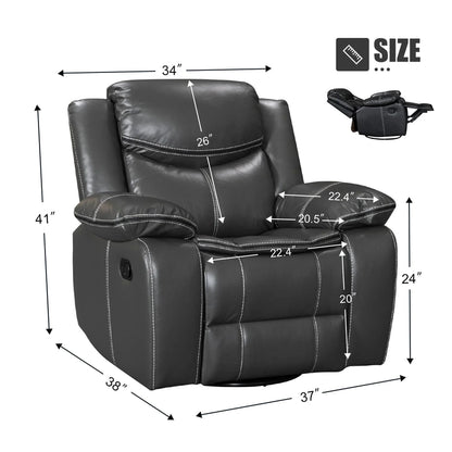 Wide Seat Durable Leather Massage And Heat Recliner