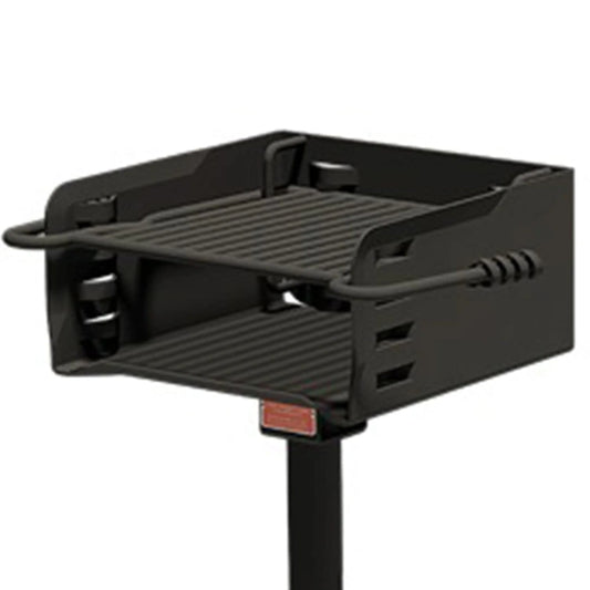 Pilot Rock Park Style Steel Outdoor Bbq Charcoal Grill And Post, Black