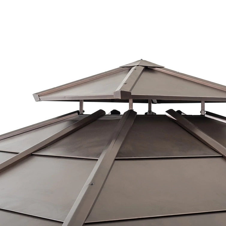 10 Ft. x 10 Ft. Cedar Framed Gazebo With Steel 2-Tier Hip Roof Hardtop