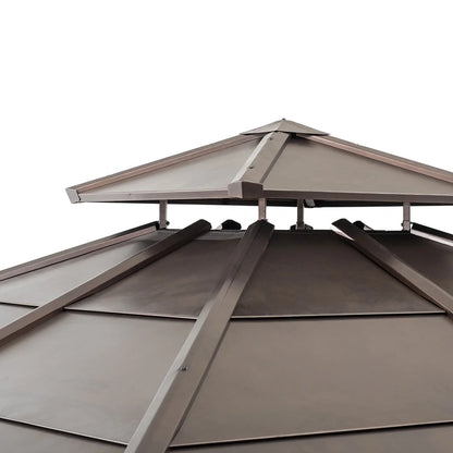 10 Ft. x 10 Ft. Cedar Framed Gazebo With Steel 2-Tier Hip Roof Hardtop