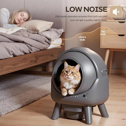Self-Cleaning Cat Litter Box For Multiple Cats, App Controlled, Grey-Qx2