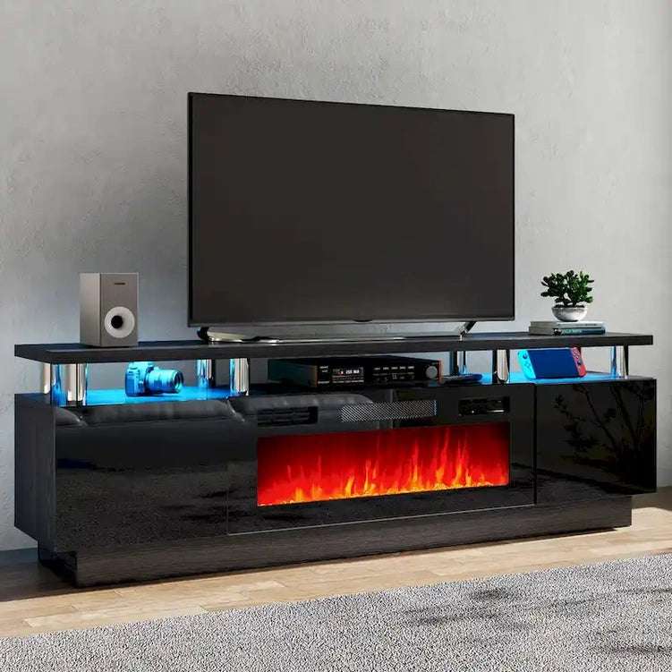 70 TV Stand With 36 Fireplace And Adjustable Shelves