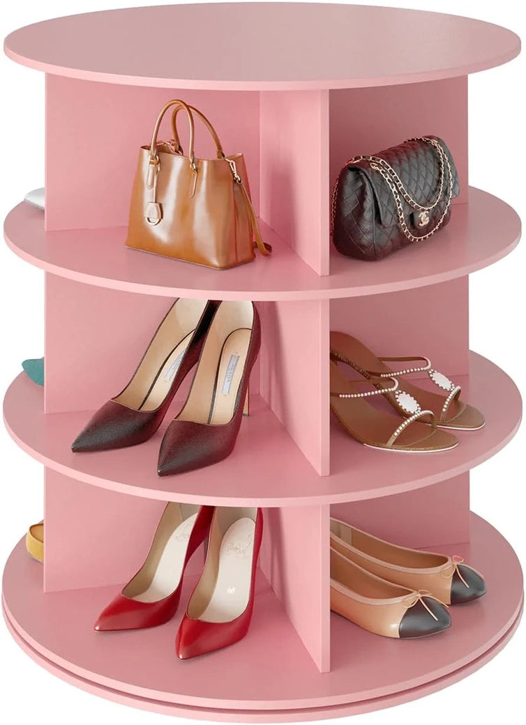 SpaceAid 7 Tier Rotating Shoe Rack Tower, Spinning Shoe Display Lazy Susan