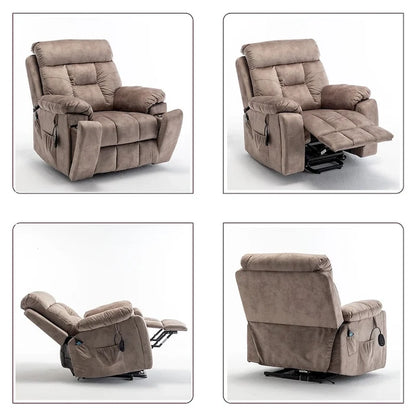 Large Electric Massage Lift Recliner With Heat, Hidden Cup Holder
