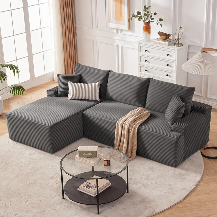 110 Cloud Sectional Couch, Boneless Sofa For Living Room Modular Sectional Sofa With Deep Seat