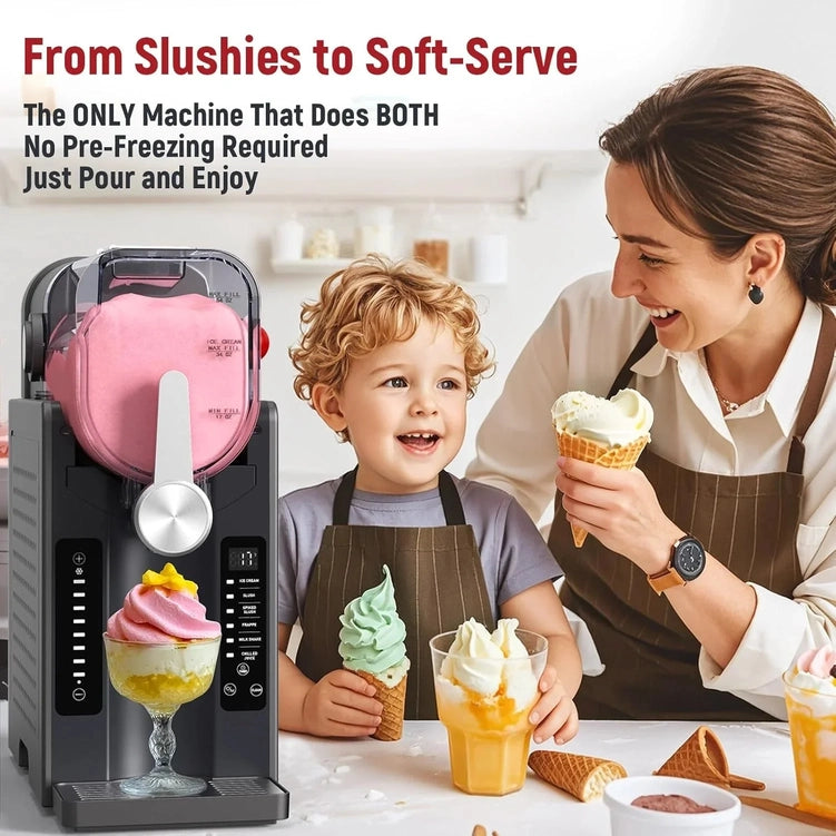 Slushie Machine, No Ice Needed All-in-One Slushy Maker For Home, Real-Time Temp Display, Auto-Clean, 6 Preset, Frozen Margaritas, Cocktails