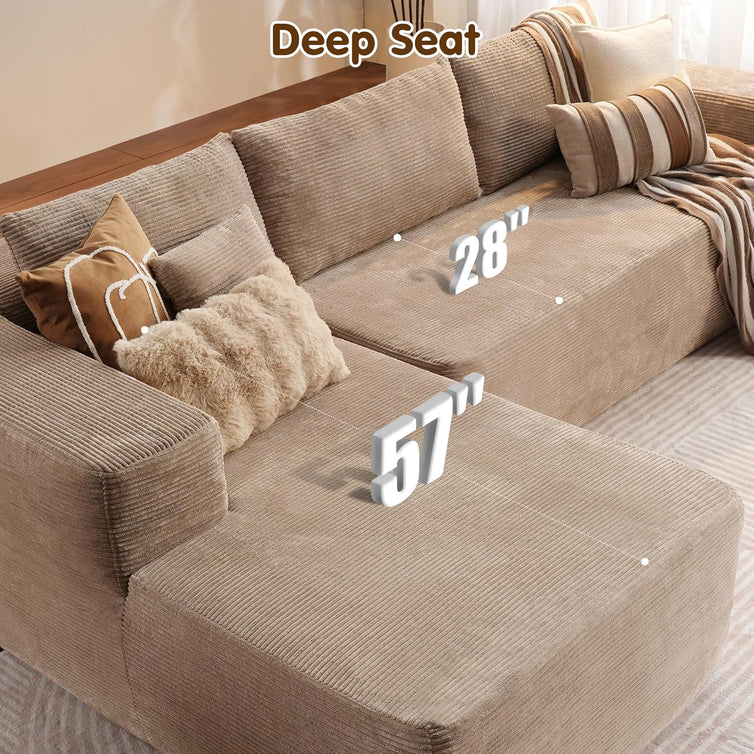 Ovios 104 In. Cloud Sectional Couch With L-Shape Chaise, Modern Modular Sofa With Deep Seat, Upholstered Couches For Living Room Bedroom