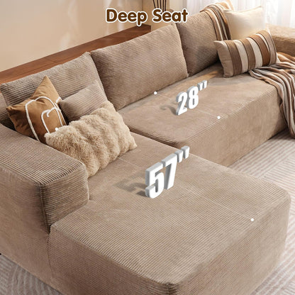Ovios 104 In. Cloud Sectional Couch With L-Shape Chaise, Modern Modular Sofa With Deep Seat, Upholstered Couches For Living Room Bedroom