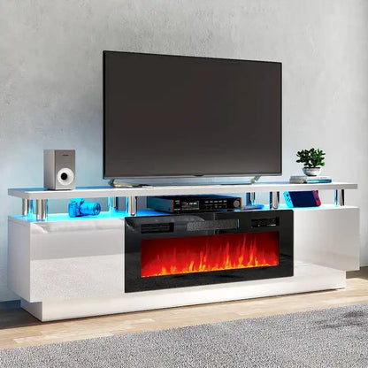 70 TV Stand With 36 Fireplace And Adjustable Shelves