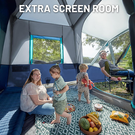 Timber Ridge 5-9 Person SUV Tent With Screen Porch And Awning For Family Camping, Weather Resistant And Portable Van Or Car Tent