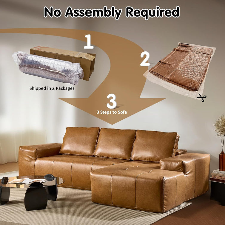 Ovios 104 In. Cloud Sectional Couch With L-Shape Chaise, Modern Modular Sofa With Deep Seat, Upholstered Couches For Living Room Bedroom