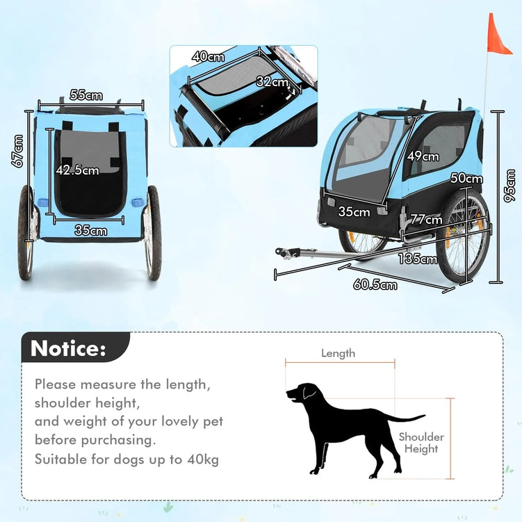 Pet Bike Trailer Holds 40kg Bicycle Trailer For Small And Medium-Sized Dogs