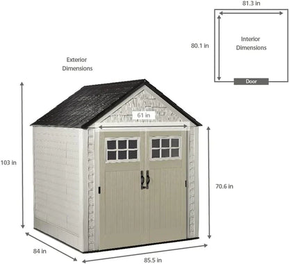 Rubbermaid Resin Outdoor Storage Shed With Floor Weather Resistant Gray Organization For Home