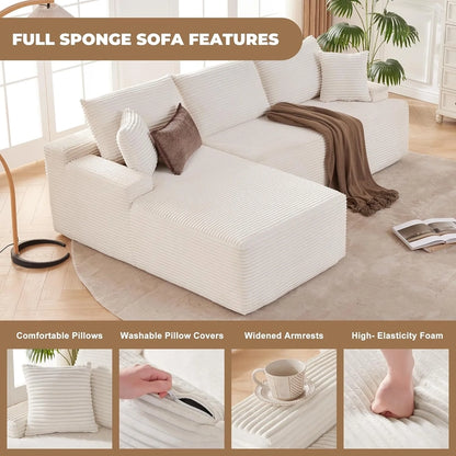 110 Cloud Sectional Couch, Boneless Sofa For Living Room Modular Sectional Sofa With Deep Seat