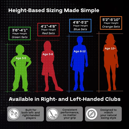 Pga Tour Right-Handed 10 Piece Kids Golf Club Stand Bag Set, Player Height 4'8, 5'2 In., Ages 8-12