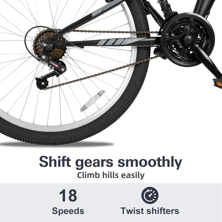 Weize Mountain Bike 26 27.5 In. Outdoor Hybrid Bikes 18-Speed High-Carbon Steel Full Suspension