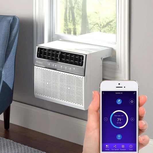 Soleus Air 8,000 BTU Hybrid, Saddle Window Air Conditioner With WiFi, 8,000 BTU, White