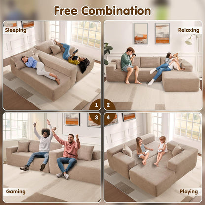 Ovios 104 In. Cloud Sectional Couch With L-Shape Chaise, Modern Modular Sofa With Deep Seat, Upholstered Couches For Living Room Bedroom