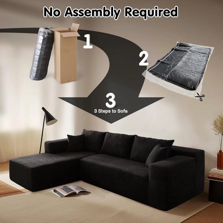 Ovios 104 In. Cloud Sectional Couch With L-Shape Chaise, Modern Modular Sofa With Deep Seat, Upholstered Couches For Living Room Bedroom