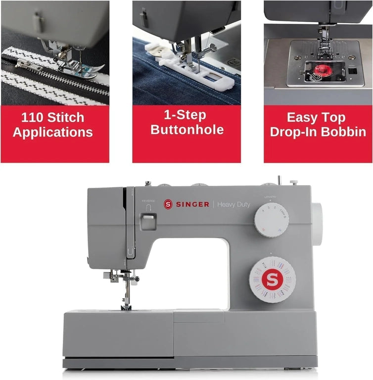 Singer Heavy Duty 4452 High Speed Sewing Machine With Accessory Kit, Strong Motor With Enhanced Piercing Power, 110 Stitch Applications