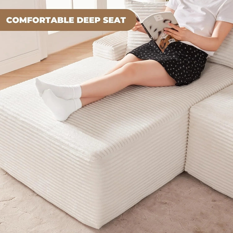 110 Cloud Sectional Couch, Boneless Sofa For Living Room Modular Sectional Sofa With Deep Seat