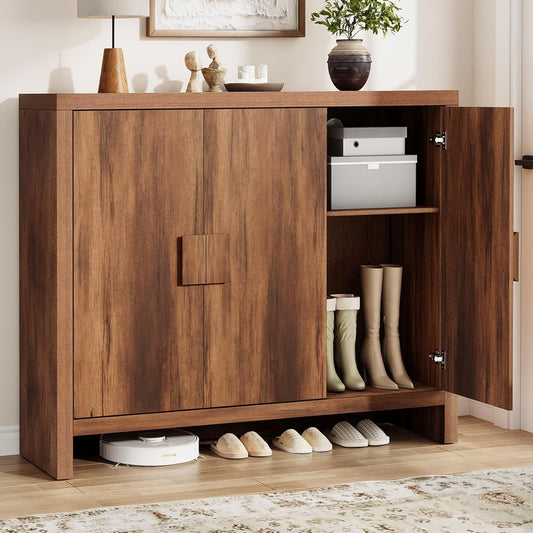 Onbrill Shoe Cabinet With 3 Doors, 30 Pairs Shoe Storage Cabinet With Adjustable Shelves