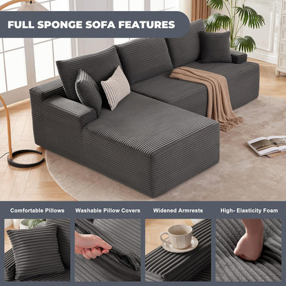 110 Cloud Sectional Couch, Boneless Sofa For Living Room Modular Sectional Sofa With Deep Seat